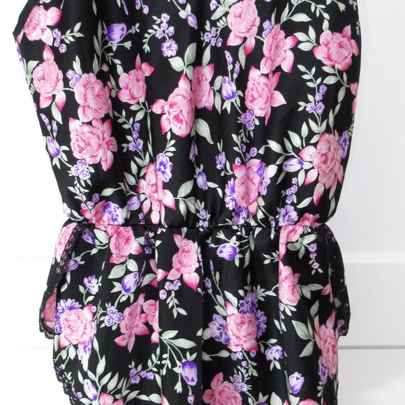 Jessica Vintage Floral Satin Teddy Romper Panties M/L - Picture 3 of 10
